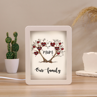 5 Names - Personalized Home Mirror Photo Frame Night Light Insert/Rechargeable Custom Text LED Night Light Gift for Mum