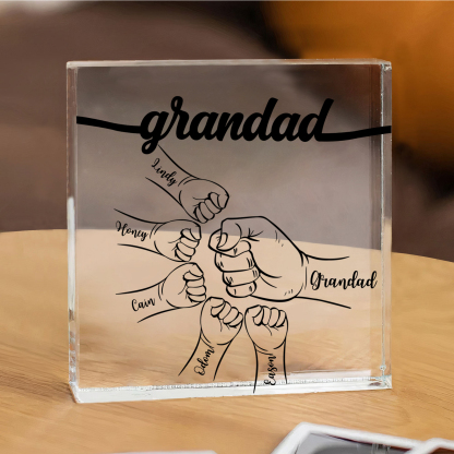 6 Names - Personalized Fist Acrylic  Keepsake Custom Text Acrylic Plaque Ornament Gift for Dad