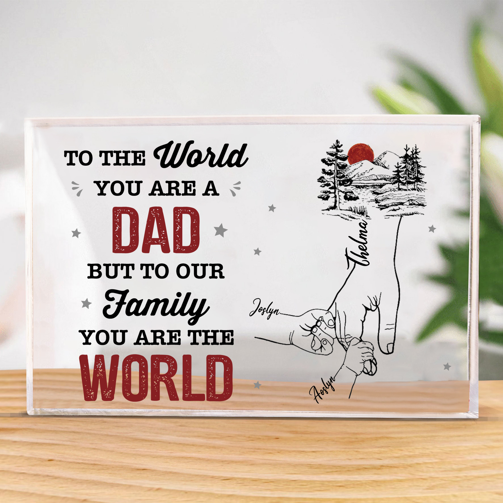 3 Names - Personalized Holding Hands Acrylic  Keepsake Ornament Gift for Dad