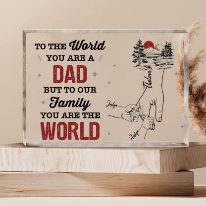 3 Names - Personalized Holding Hands Acrylic  Keepsake Ornament Gift for Dad