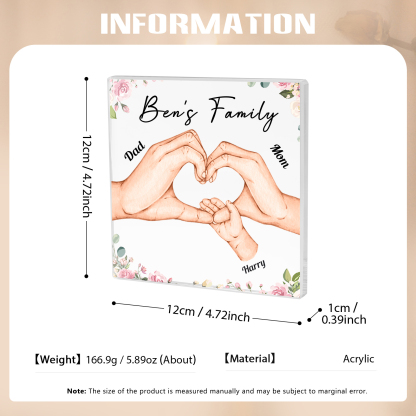 Personalised Family Hand Heart Acrylic Plaque - Custom 3 Names Christmas Gift for Her | Jessmade