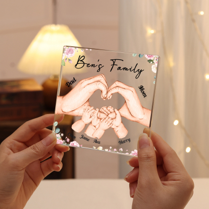 Personalised Family Hand Heart Acrylic Plaque - Custom 6 Names Christmas Gift for Her | Jessmade