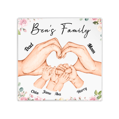 Personalised Family Hand Heart Acrylic Plaque - Custom 6 Names Christmas Gift for Her | Jessmade