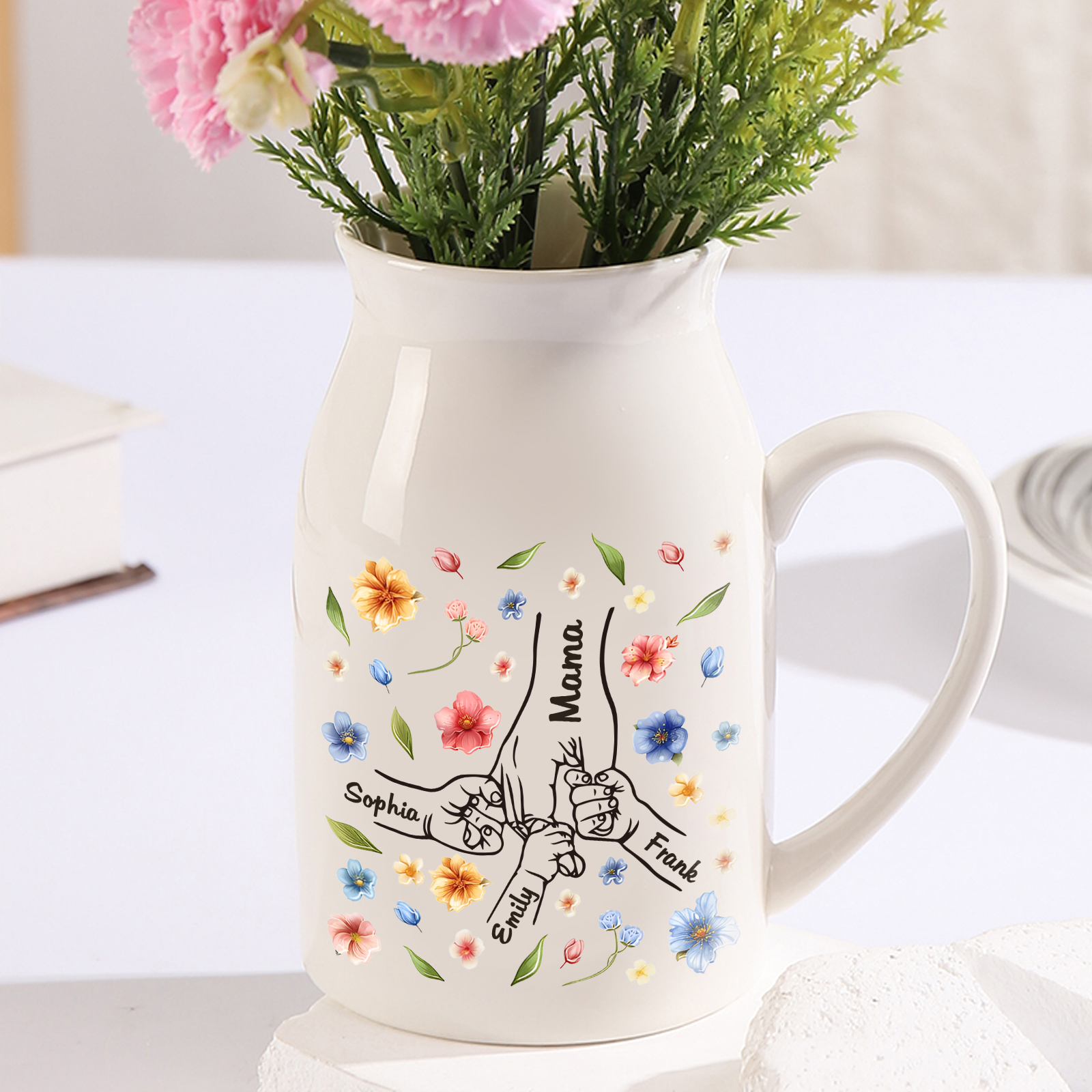 Personalised Ceramic Vase Custom 2-7 Names Moving Gift for Family/Friend | Jessemade