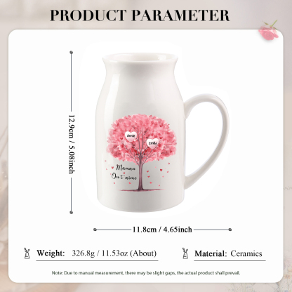 Personalised Ceramic Vase – Custom 2-8 Names & Text – Tree of Love Design – Unique Mother's Day Gifts for Her | Jessemade