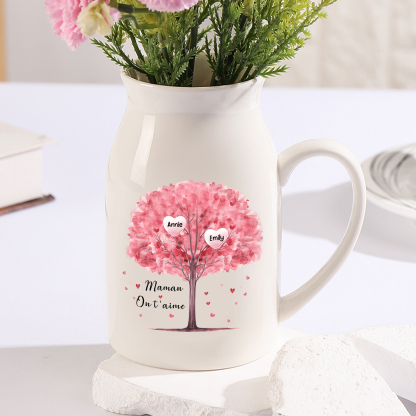 Personalised Ceramic Vase – Custom 2-8 Names & Text – Tree of Love Design – Unique Mother's Day Gifts for Her | Jessemade