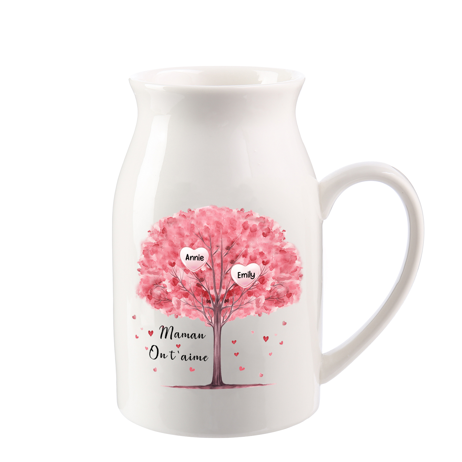 Personalised Ceramic Vase – Custom 2-8 Names & Text – Tree of Love Design – Unique Mother's Day Gifts for Her | Jessemade