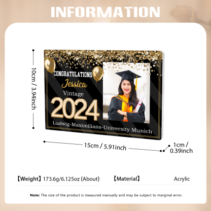 2024 Graduation Gifts Personalised Acrylic Ornaments with Customized Photo, Year, Name and Text Graduation Gifts for Her/Him