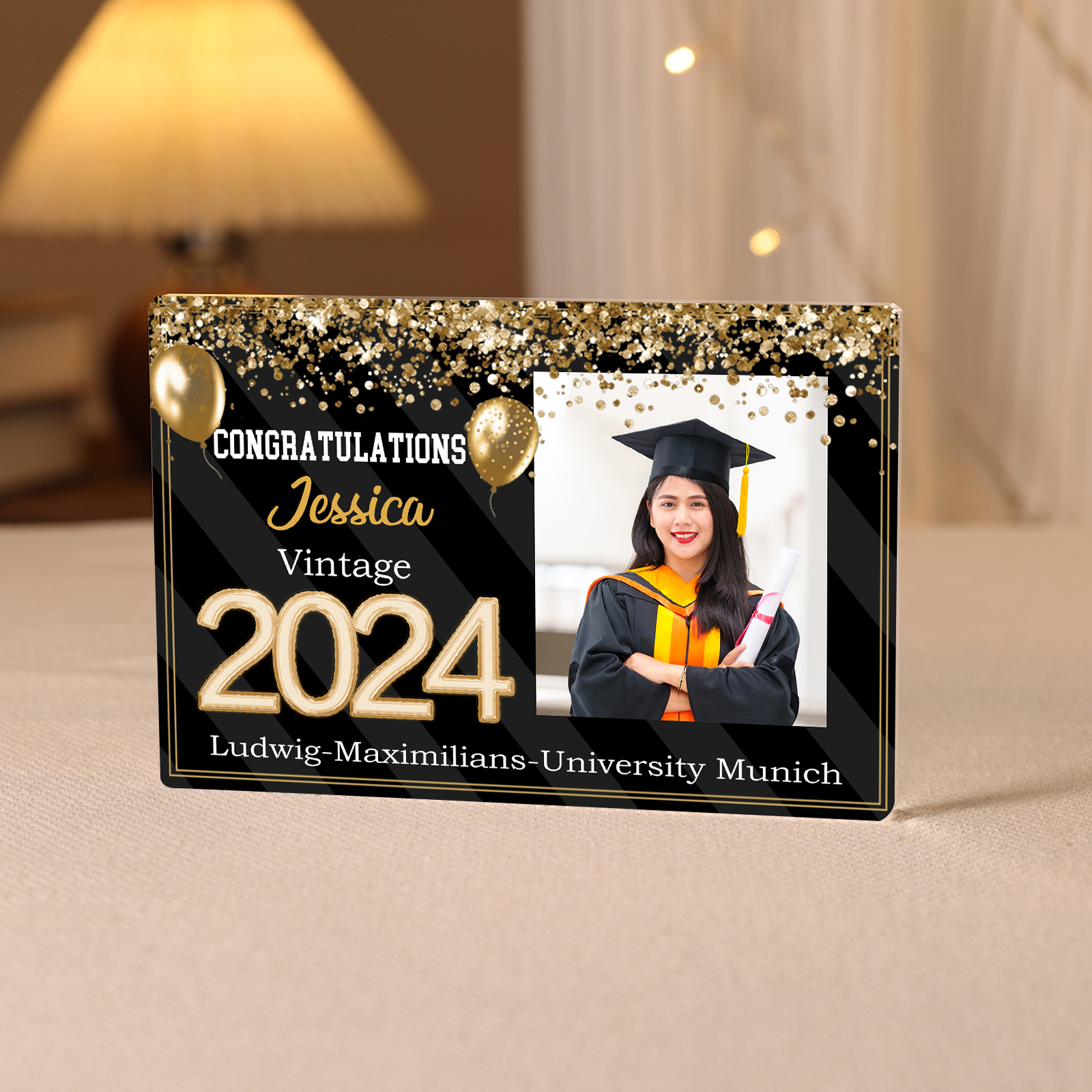 2024 Graduation Gifts Personalised Acrylic Ornaments with Customized Photo, Year, Name and Text Graduation Gifts for Her/Him