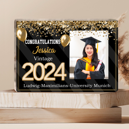 2024 Graduation Gifts Personalised Acrylic Ornaments with Customized Photo, Year, Name and Text Graduation Gifts for Her/Him