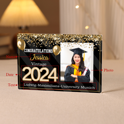2024 Graduation Gifts Personalised Acrylic Ornaments with Customized Photo, Year, Name and Text Graduation Gifts for Her/Him