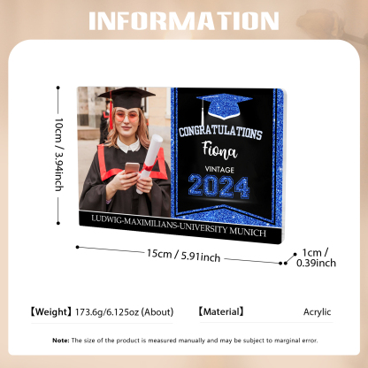 2024 Graduation Gifts Personalised Acrylic Ornaments with Customized Photo, Year, Name and Text Graduation Gifts for Her/Him