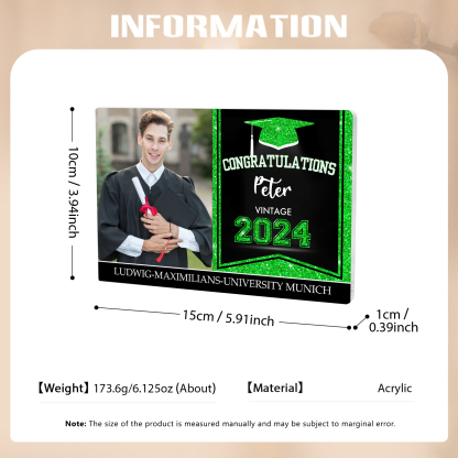2024 Graduation Gifts Personalised Acrylic Ornaments with Customized Photo, Year, Name and Text Graduation Gifts for Her/Him