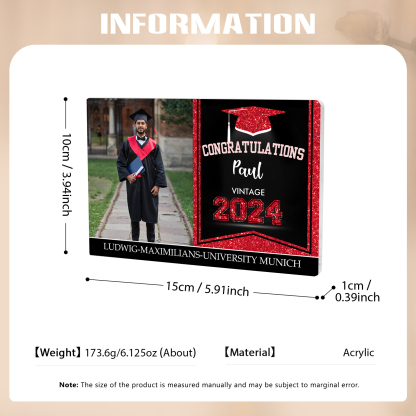 2024 Graduation Gifts Personalised Acrylic Ornaments with Customized Photo, Year, Name and Text Graduation Gifts for Her/Him