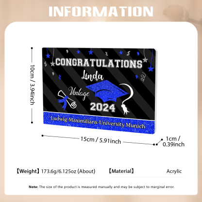 2024 Graduation Gifts Personalised Acrylic Ornaments with Customized Year, Name and Text Graduation Gifts for Her/Him