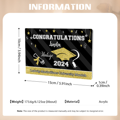2024 Graduation Gifts Personalised Acrylic Ornaments with Customized Year, Name and Text Graduation Gifts for Her/Him