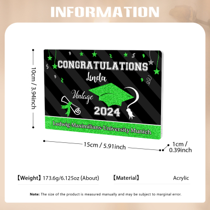 2024 Graduation Gifts Personalised Acrylic Ornaments with Customized Year, Name and Text Graduation Gifts for Her/Him