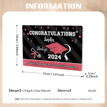 2024 Graduation Gifts Personalised Acrylic Ornaments with Customized Year, Name and Text Graduation Gifts for Her/Him