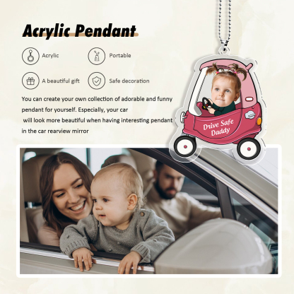 Acrylic Keyring/Decoration Personalised Photo, Name And Text Driving Pattern Pendant For Dad