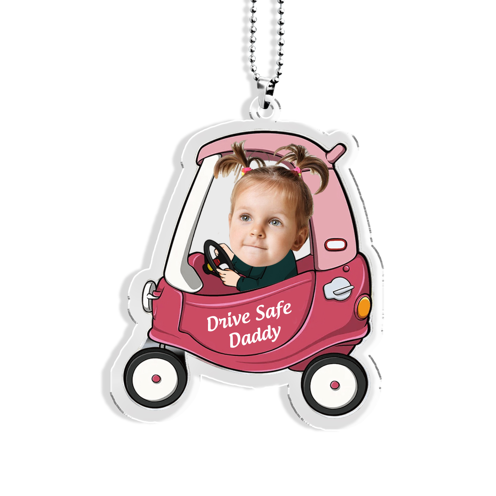 Acrylic Keyring/Decoration Personalised Photo, Name And Text Driving Pattern Pendant For Dad