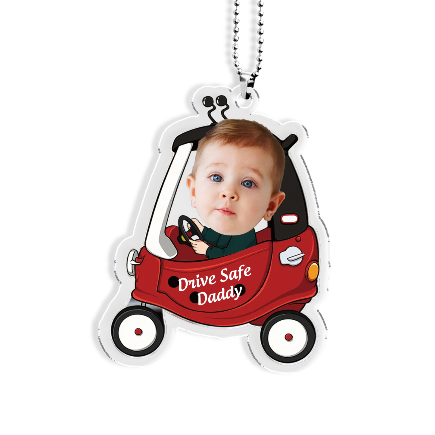 Acrylic Keyring/Decoration Personalised Photo, Name And Text Driving Pattern Pendant For Dad