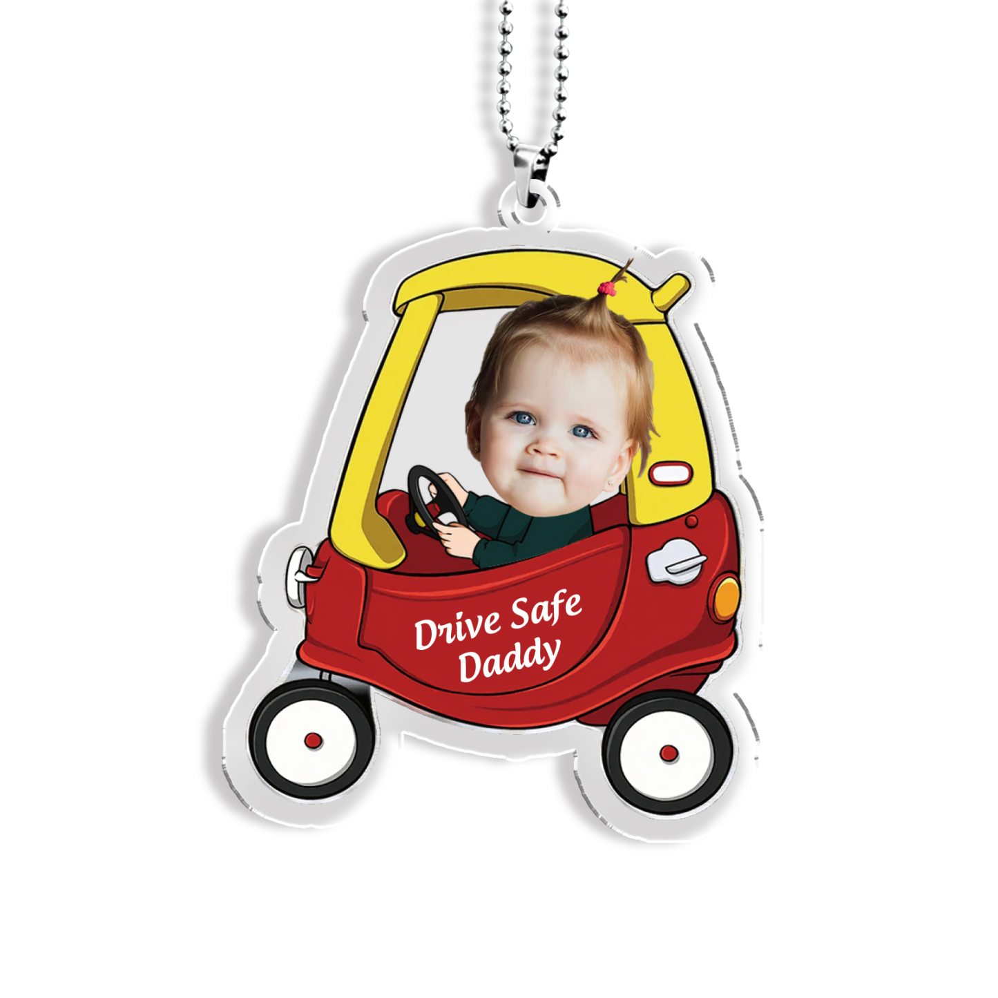 Acrylic Keyring/Decoration Personalised Photo, Name And Text Driving Pattern Pendant For Dad