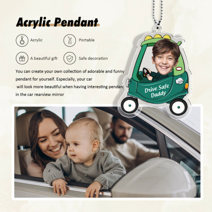 Acrylic Keyring/Decoration Personalised Photo, Name And Text Driving Pattern Pendant For Dad