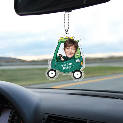 Acrylic Keyring/Decoration Personalised Photo, Name And Text Driving Pattern Pendant For Dad