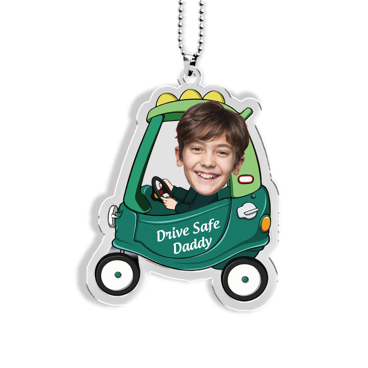 Acrylic Keyring/Decoration Personalised Photo, Name And Text Driving Pattern Pendant For Dad