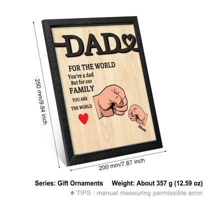1 Name - Personalised Fist Bump Style Home Frame Wooden Decor Father's Day Gift for Dad