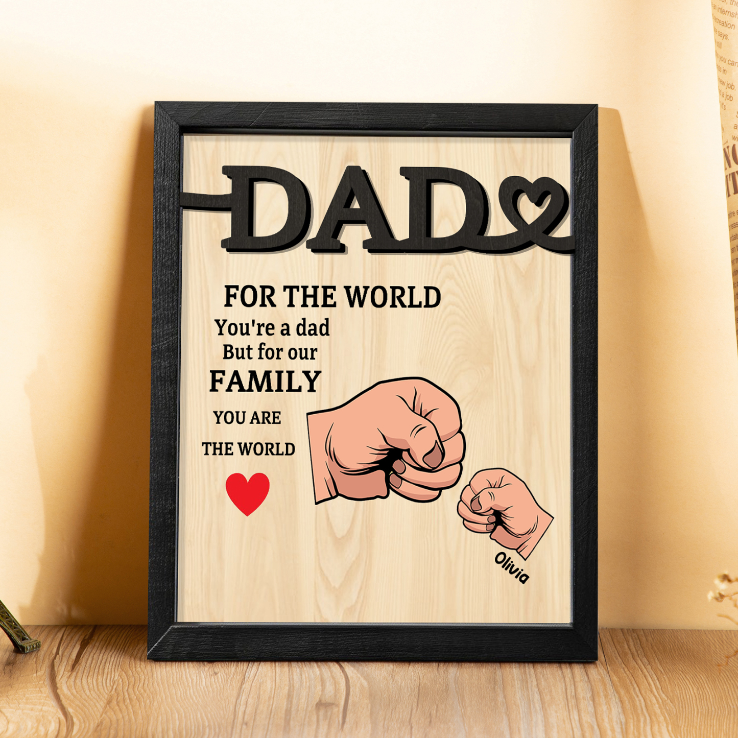 1 Name - Personalised Fist Bump Style Home Frame Wooden Decor Father's Day Gift for Dad