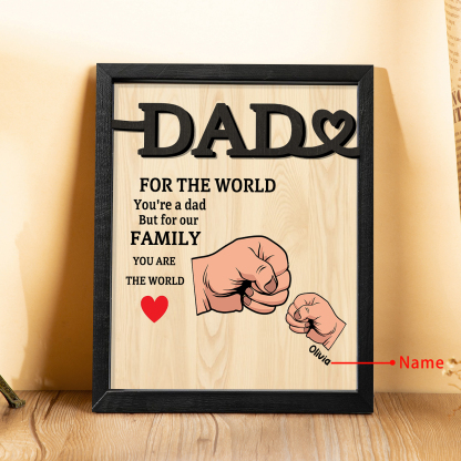 1 Name - Personalised Fist Bump Style Home Frame Wooden Decor Father's Day Gift for Dad