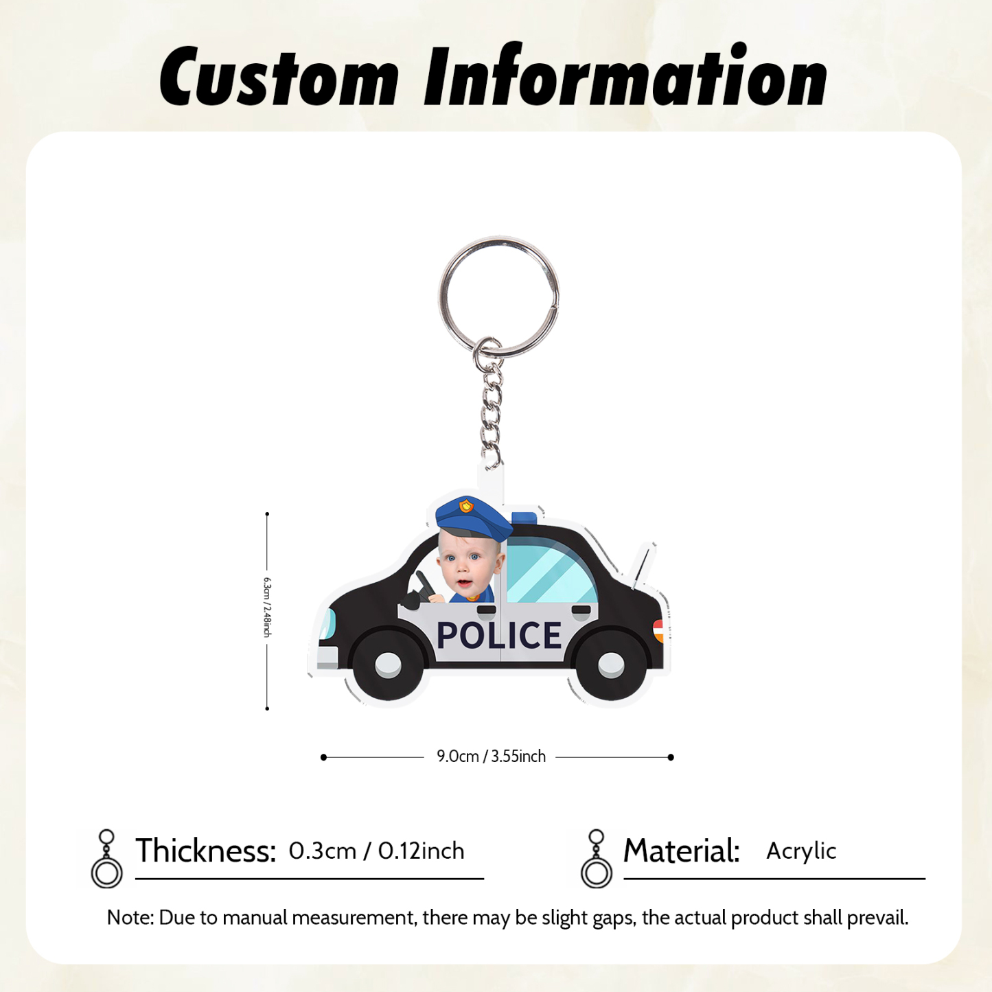 Personalised Custom Photo & Name Acrylic Driving Keyring, Children's Back To School Gift, Suitable For Son