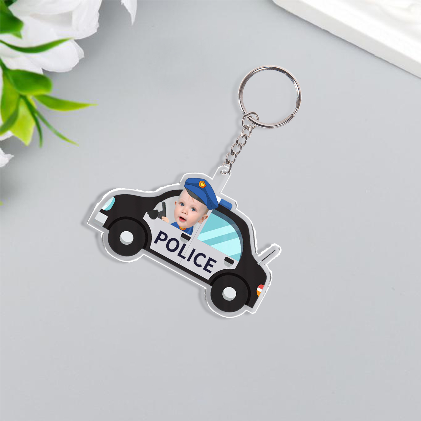 Personalised Custom Photo & Name Acrylic Driving Keyring, Children's Back To School Gift, Suitable For Son