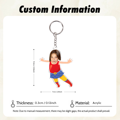 Personalised Custom Photo Acrylic Superman Keyring, Children'S Back To School Gift For Son/Daughter