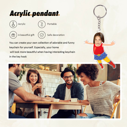 Personalised Custom Photo Acrylic Superman Keyring, Children'S Back To School Gift For Son/Daughter