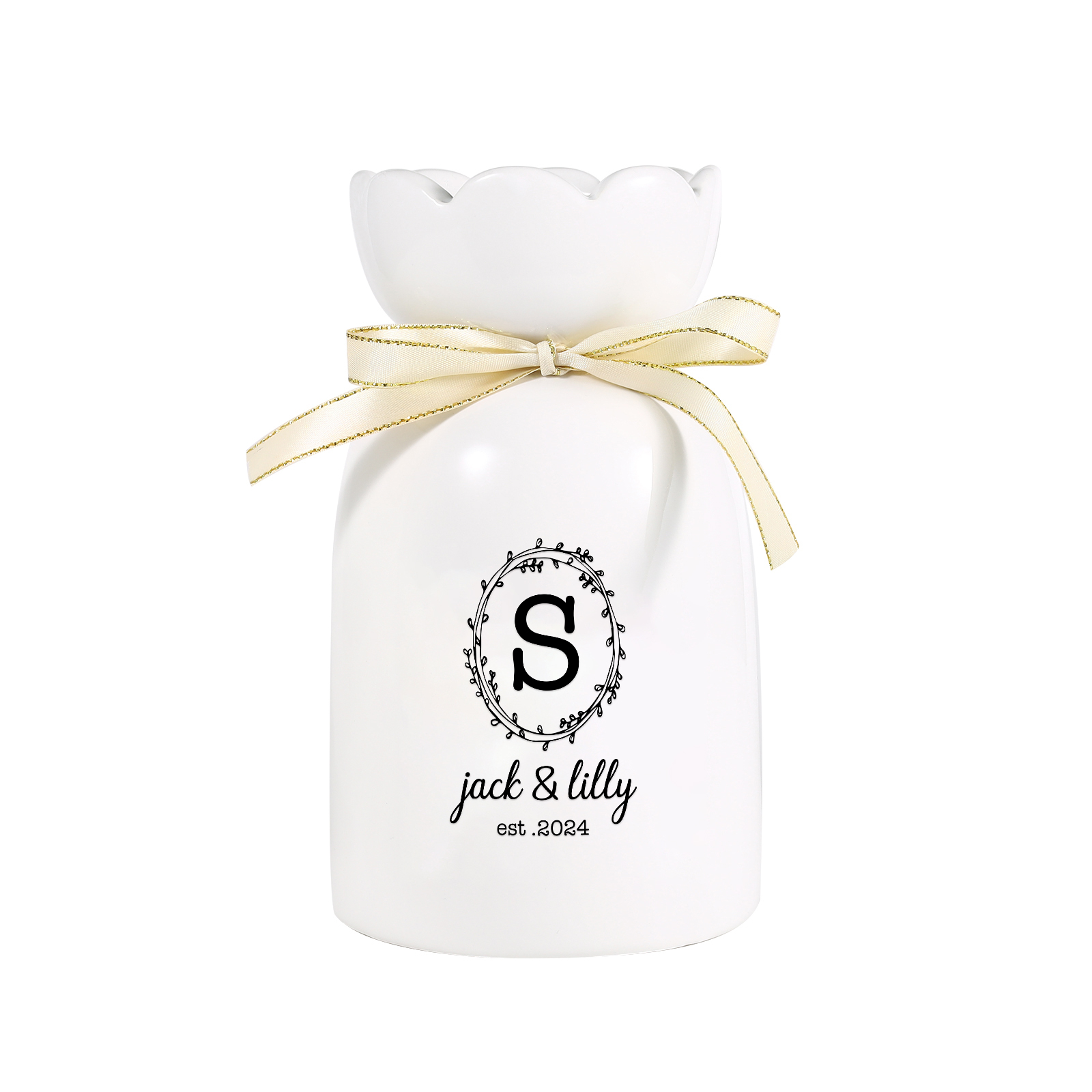 Personalised Ceramic Vase Custom Lettet & Text & Year Moving Gift for Family | Jessemade