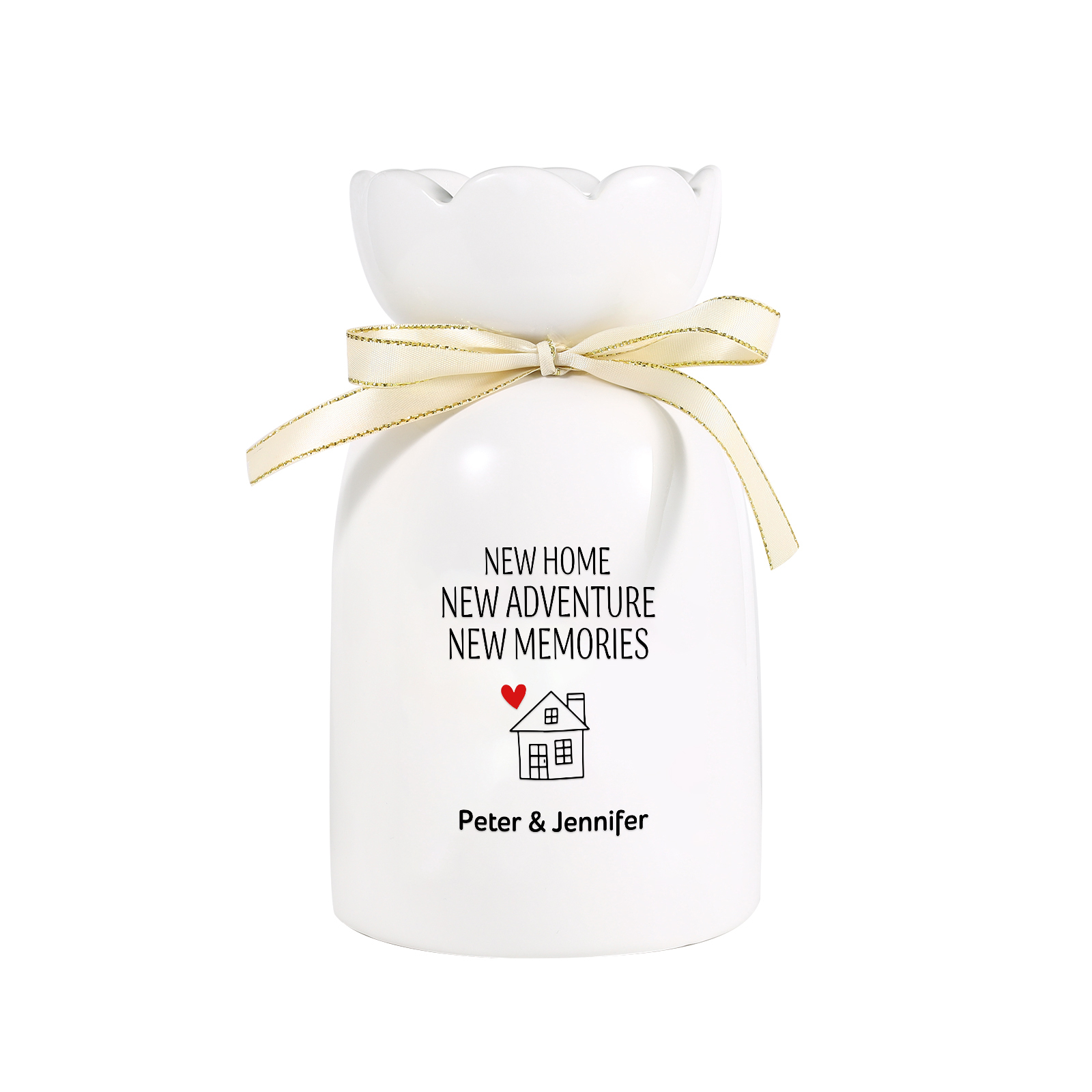 Personalised Ceramic Vase Custom 2 Text Moving Gift for Family/Friend | Jessemade