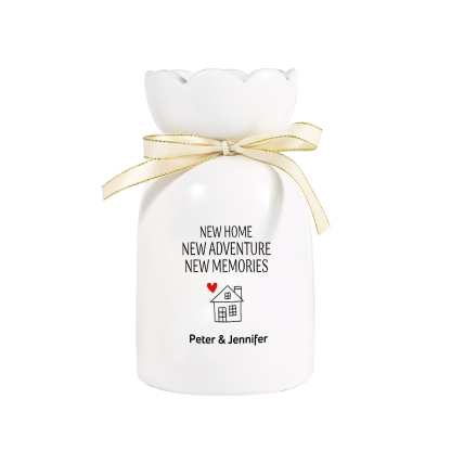 Personalised Ceramic Vase Custom 2 Text Moving Gift for Family/Friend | Jessemade