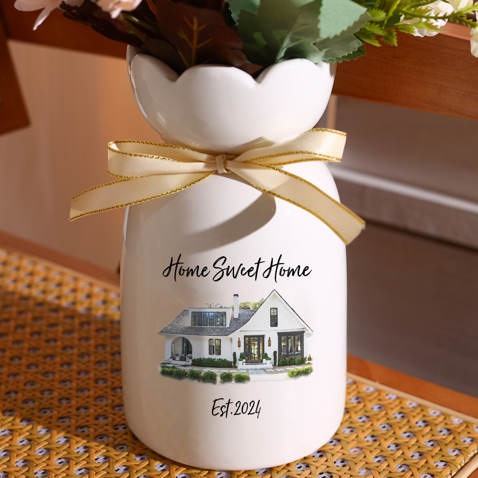 Personalised Ceramic Vase Custom Photo & Text & Year Moving Gift for Family | Jessemade