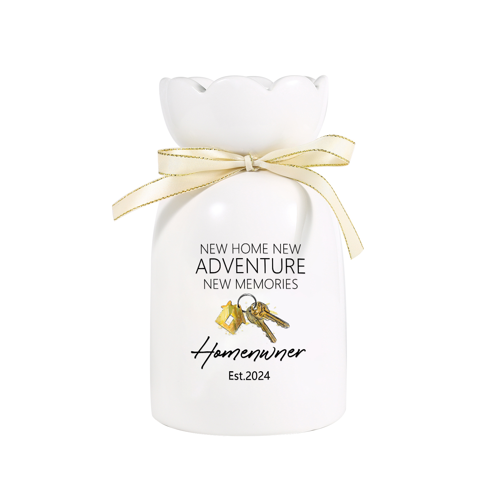 Personalised Ceramic Vase Custom Name & Text & Year Moving Gift for Family | Jessemade