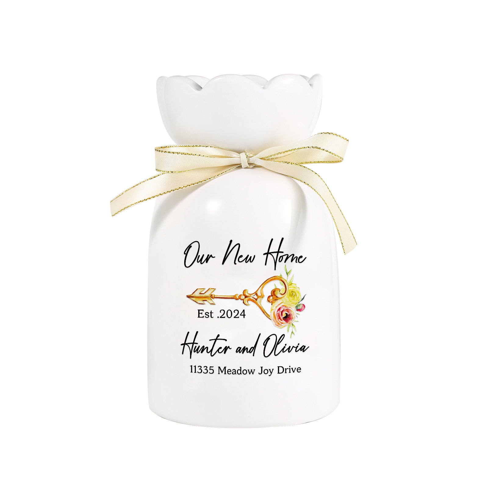 Personalised Ceramic Vase Custom 3 Text & 1 Year Moving Gift for Family | Jessemade