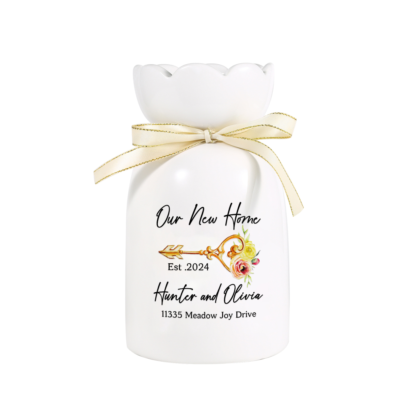 Personalised Ceramic Vase Custom 3 Text & 1 Year Moving Gift for Family | Jessemade