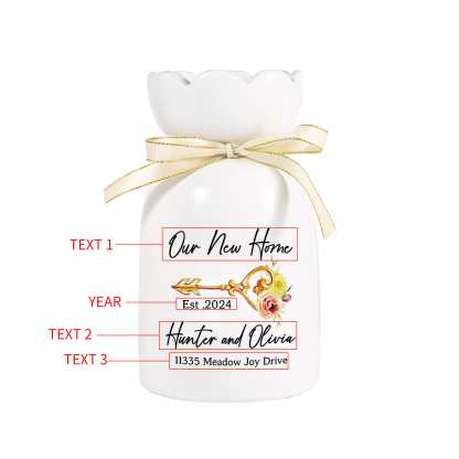 Personalised Ceramic Vase Custom 3 Text & 1 Year Moving Gift for Family | Jessemade