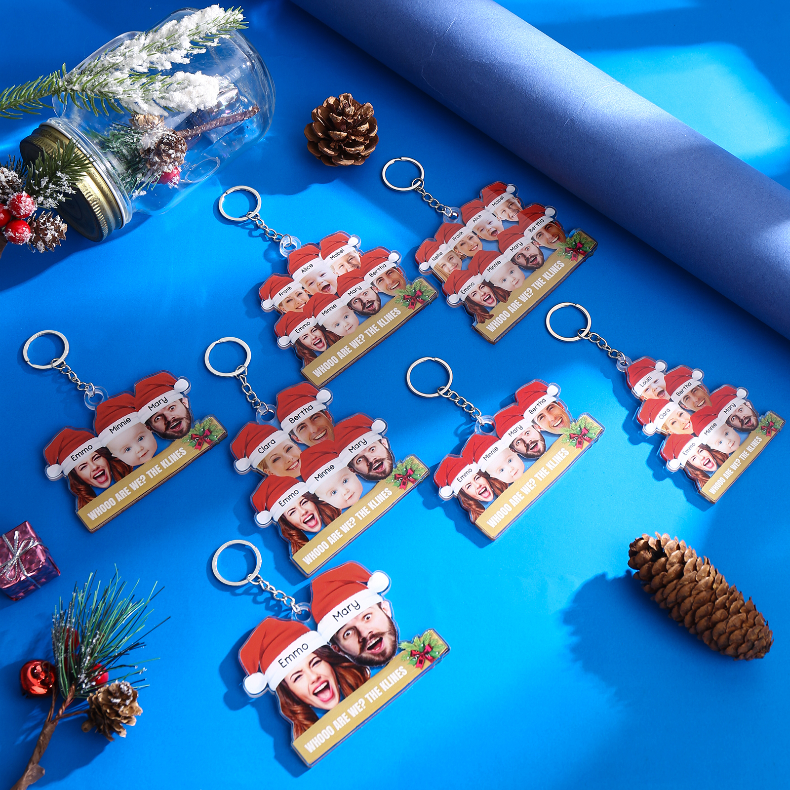 Personalised Christmas Family Ornament with Custom 6 Names & 6 Photos Christmas Hanging Ornament Gift for Family| Jessmade