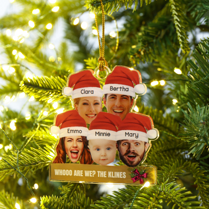 Personalised Christmas Family Ornament with Custom 6 Names & 6 Photos Christmas Hanging Ornament Gift for Family| Jessmade