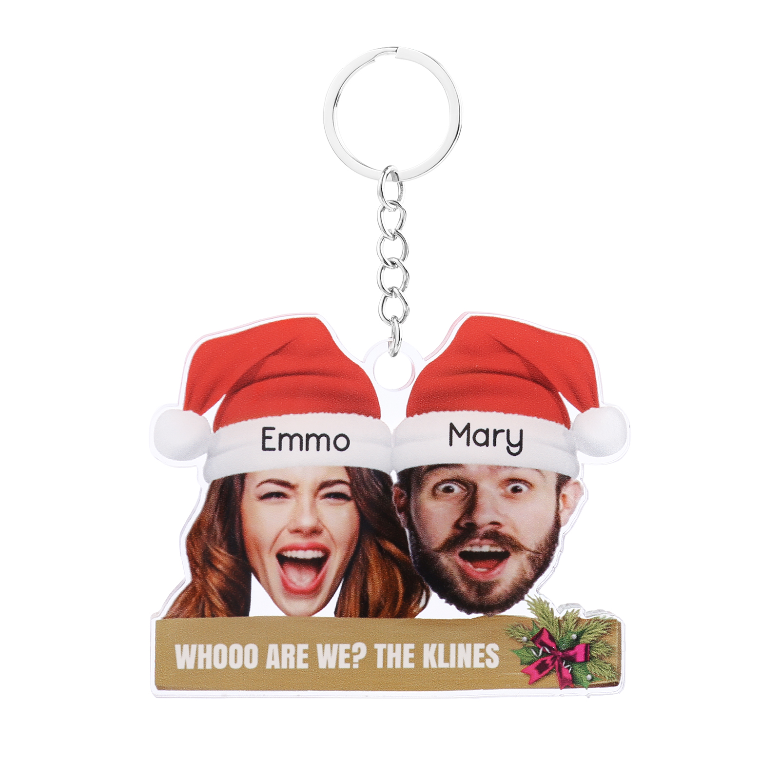 Personalised Christmas Family Ornament with Custom 2 Names and 2 Photos Christmas Hanging Ornament Gift for Family| Jessmade