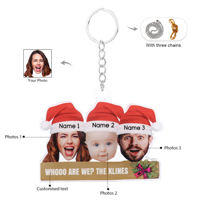 Personalised Christmas Family Ornament with Custom 3 Names & 3 Photos Christmas Hanging Ornament Gift for Family| Jessmade