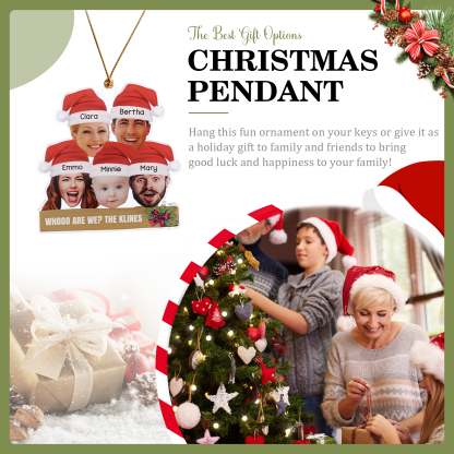 Personalised Christmas Family Ornament with Custom 5 Names & 5 Photos Christmas Hanging Ornament Gift for Family| Jessmade