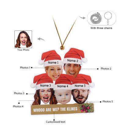 Personalised Christmas Family Ornament with Custom 5 Names & 5 Photos Christmas Hanging Ornament Gift for Family| Jessmade